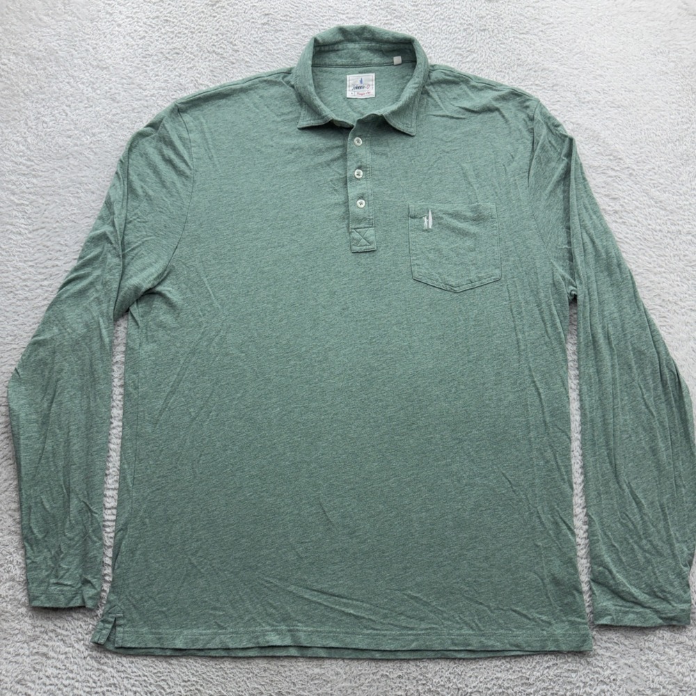 Johnnie-O Hangin Out Mens L Green Long Sleeve Polo Shirt Cotton Modal Stretch